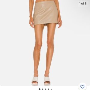 NWOT L'Academie Tasha Micro Skirt Beige Faux Leather